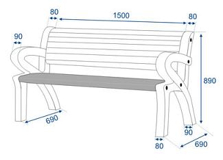 Chair Bench with Hand Rest