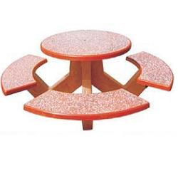Round Table with Four Benches