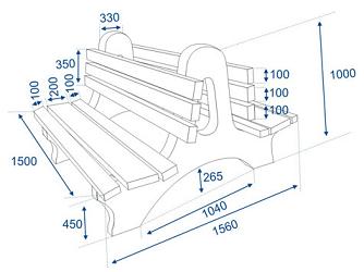 Double Side Chair Bench with Back Rest